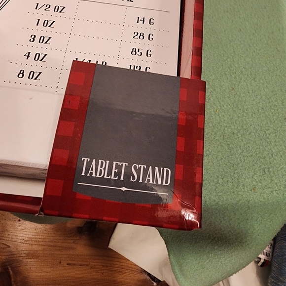Cookbook Tablet Stand w/ measurements white Cutting Board look - Picture 2 of 8